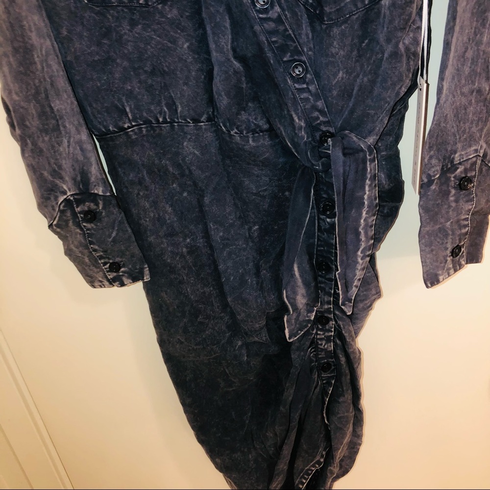 Young Fabulous & Broke Blue Tencel Shirt Dress Long Sleeve Size M - Picture 12 of 14